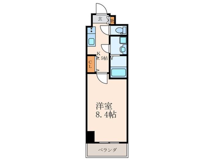 プレステ-ジレジデンス黒崎(1K/4階)の間取り写真