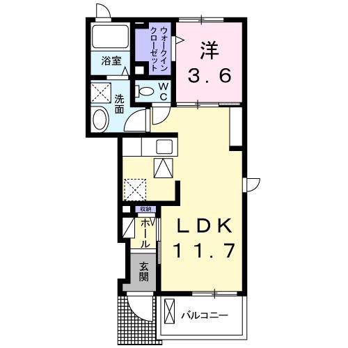 エクラン(1LDK/1階)の間取り写真