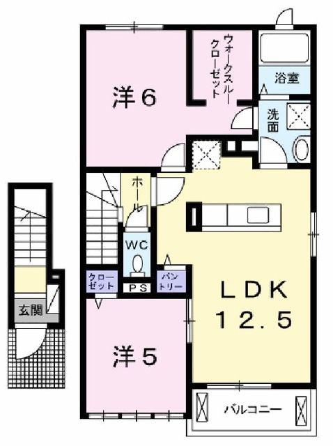 カルム・グラースII(2LDK/2階)の間取り写真