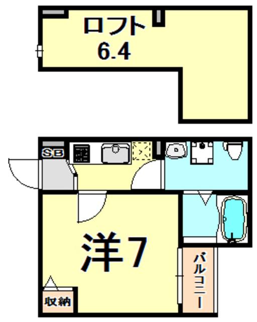 サンティエ園田(1K/1階)の間取り写真
