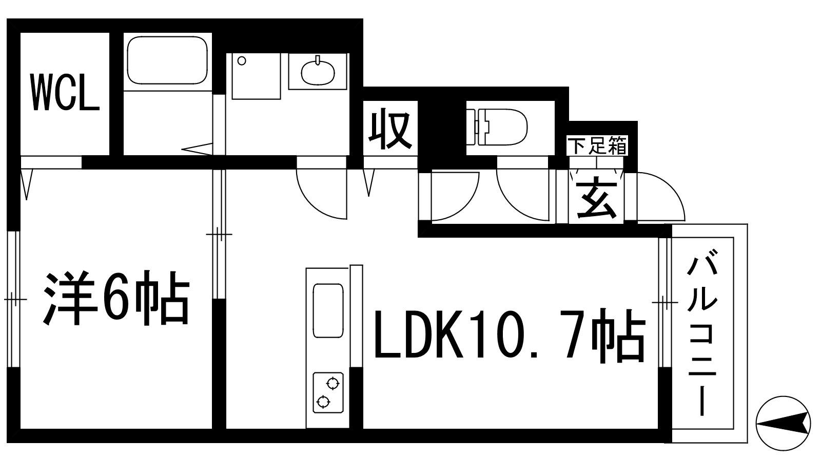 クレールコル・ウエスト(1LDK/1階)の間取り写真