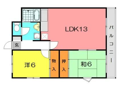 セラヴィ北台(2LDK/2階)の間取り写真