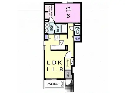 エアリーガーデン(1LDK/1階)の間取り写真