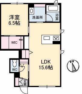 AZUL WISTERIA A棟(1LDK/1階)の間取り写真