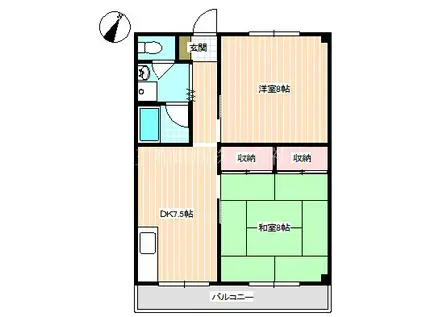 島田アパート(2DK/2階)の間取り写真