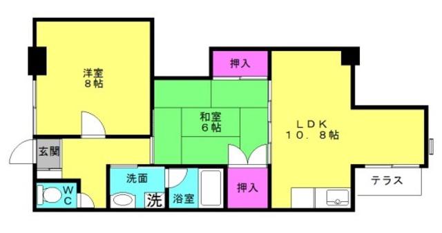 シャルム加古川(2LDK/1階)の間取り写真