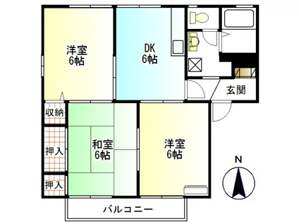 パークコート神敷台C(3DK/2階)の間取り写真