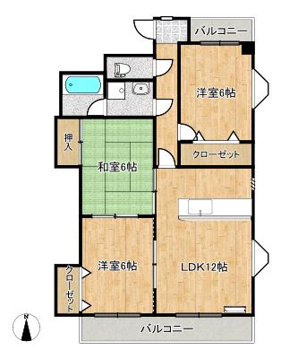 ルミエールIII(3LDK/4階)の間取り写真