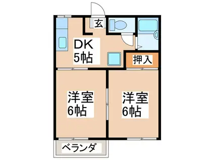 コーポ田代(2DK/2階)の間取り写真
