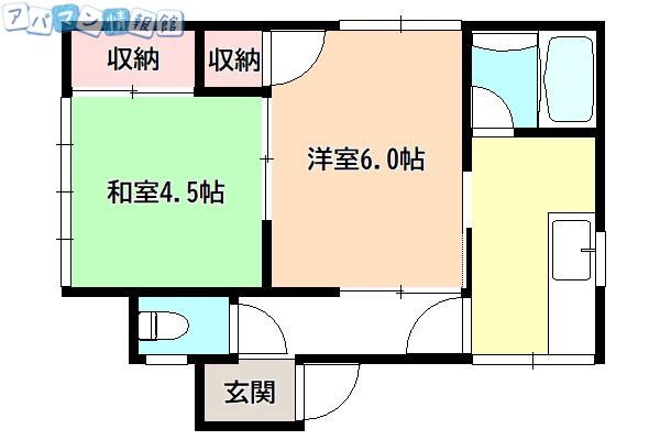 コーポ館(2K/1階)の間取り写真