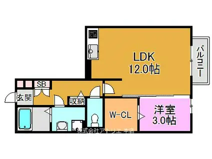 カーサエクレールA・B棟(1LDK/2階)の間取り写真