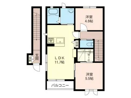 RESIDENCE UN(2LDK/2階)の間取り写真
