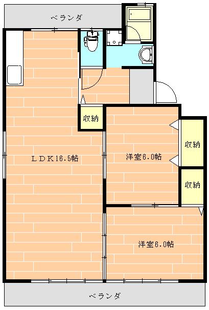 ラシュレ近見(2LDK/3階)の間取り写真