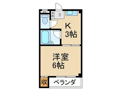 寿ハイツI(1K/3階)の間取り写真
