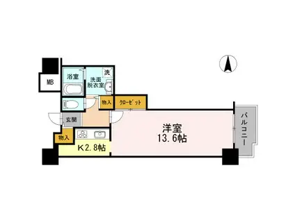 品川シーサイドビュータワーI(1K/13階)の間取り写真