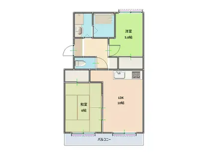 レヂデンスISHII(2LDK/1階)の間取り写真