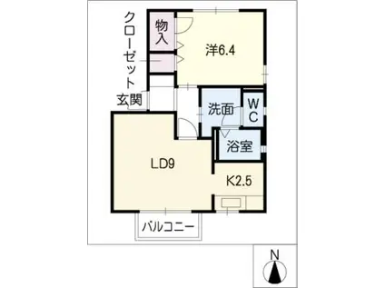 フレアールKUZURYU A棟(1LDK/1階)の間取り写真