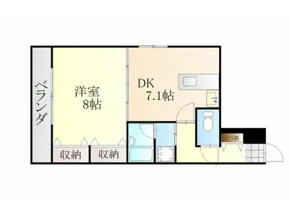 カドモトBLD(1LDK/2階)の間取り写真