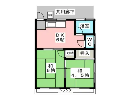 野菊荘(2DK/2階)の間取り写真