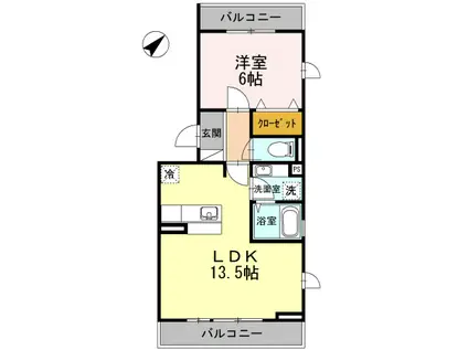 YAMAZAKIコーポラス(1LDK/2階)の間取り写真