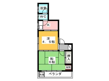 熊倉マンション(2K/2階)の間取り写真