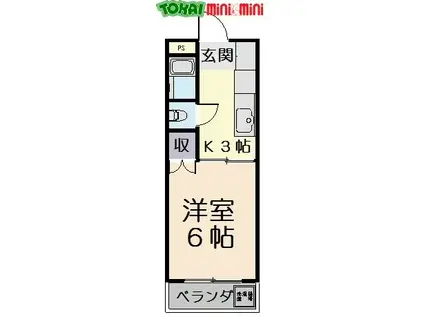 宝塚ヒルズ(1K/1階)の間取り写真