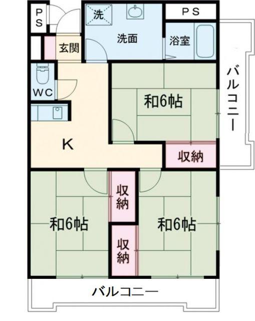 ブルーピア水木(3K/1階)の間取り写真