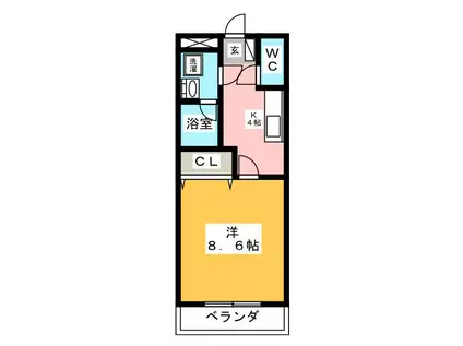 コンフォート・カワイ(1K/2階)の間取り写真