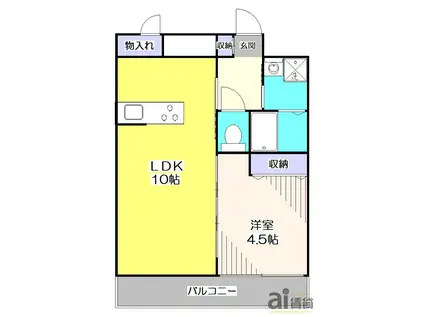 ヴェルクレスト(1LDK/1階)の間取り写真