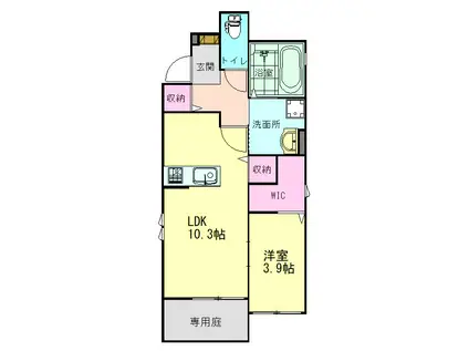 メゾン アンソレイユB(1LDK/1階)の間取り写真