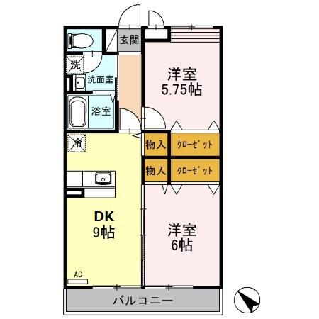 パルテア(2DK/2階)の間取り写真