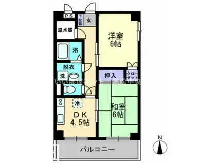 津山マンション(2DK/5階)の間取り写真