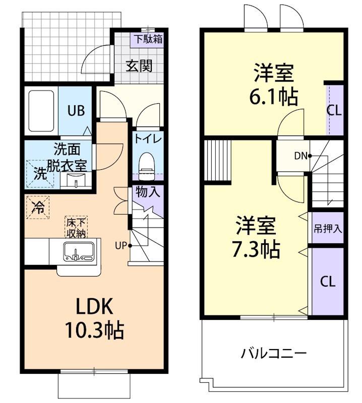 OLIVE(2LDK/1階)の間取り写真