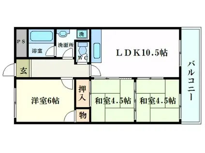 ベアード水上(3LDK/3階)の間取り写真