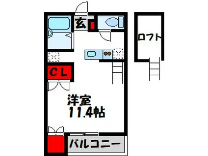 ライトヒルズI(ワンルーム/2階)の間取り写真