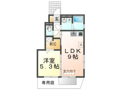 セジュール名谷II(1LDK/1階)の間取り写真