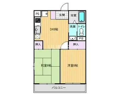 グリーンハイツ(2DK/3階)の間取り写真