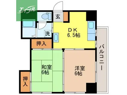 西浜町第二ビル(2DK/4階)の間取り写真