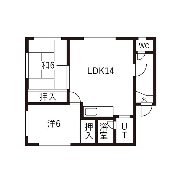 オタモイ1丁目一棟二戸(2LDK/1階)の間取り写真