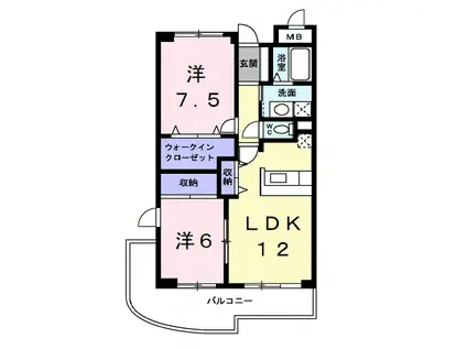 アズゥール(2LDK/5階)の間取り写真