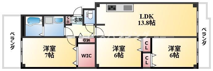 パストラルハイム豊中(3LDK/6階)の間取り写真