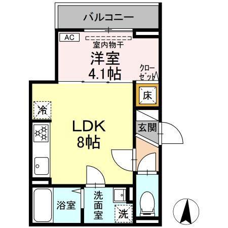 D PAINA 宿河原七丁目(1LDK/3階)の間取り写真