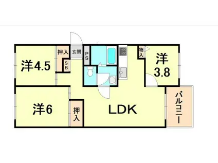 芦屋浜高層 高浜(3LDK/13階)の間取り写真