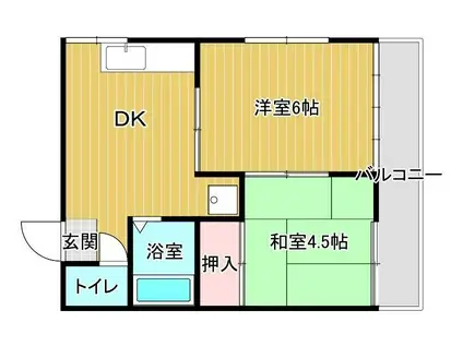 ルミエール3(2DK/2階)の間取り写真