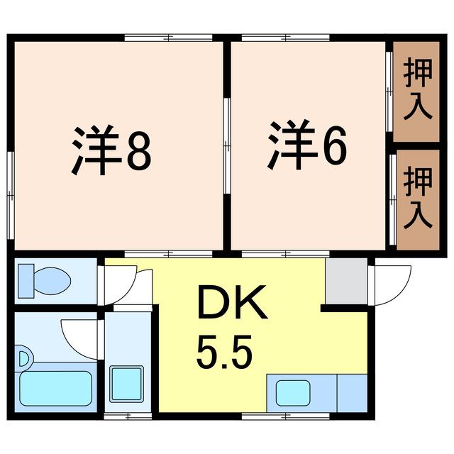 ハイツ下山(2DK/2階)の間取り写真