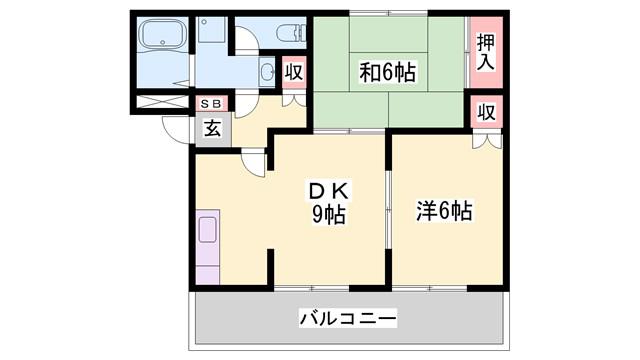 ピュアパレス(2DK/2階)の間取り写真