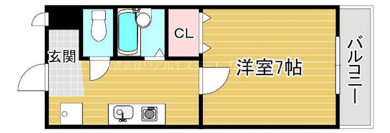 ビューテラスK(1K/2階)の間取り写真