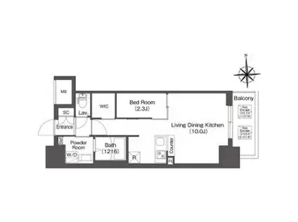 コンフォリアリヴ北浜平野町(1LDK/3階)の間取り写真