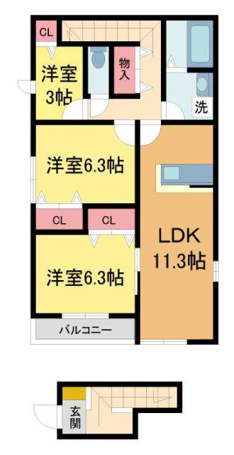 MAISON DE HIRO 2(3LDK/2階)の間取り写真
