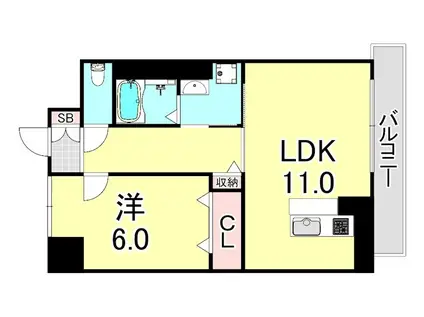 西舞子壱番館(1LDK/2階)の間取り写真